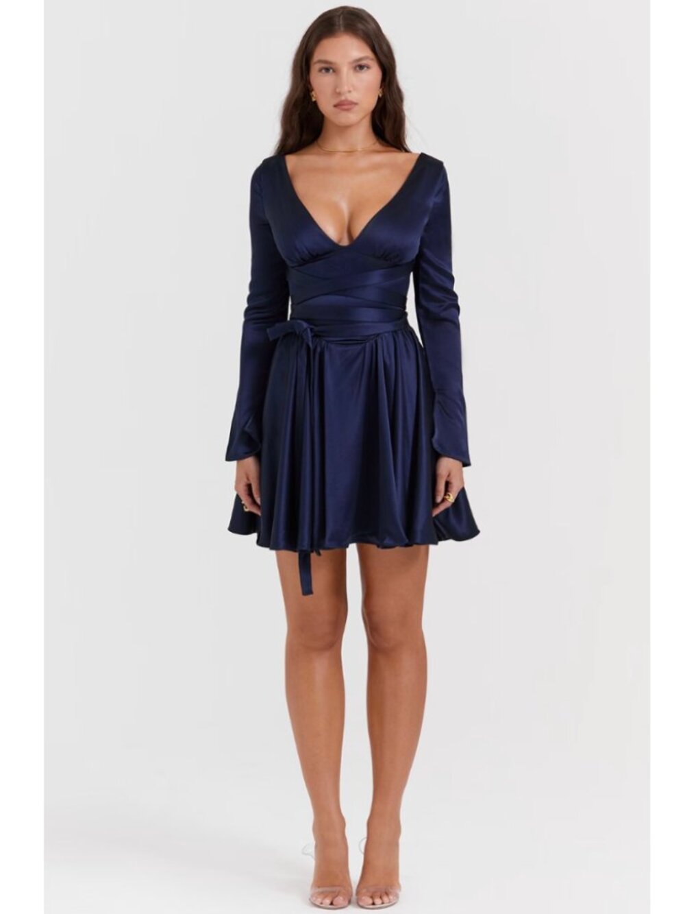 House of CB Dominique Navy Plunge Mini Dress (Bigger Cup) - Picture 2 of 8